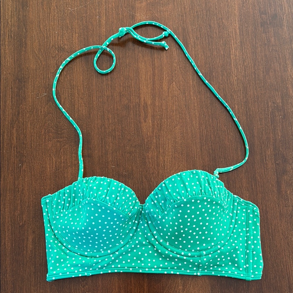 Abercrombie & Fitch Green Polka Dot Bikini Top